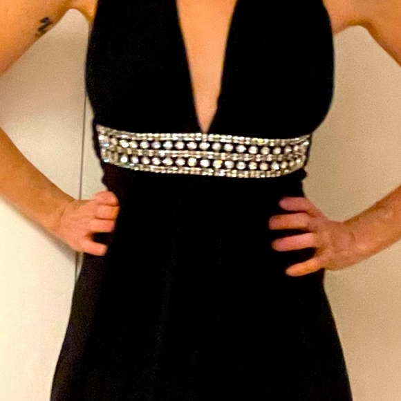 Sky Rhinestone 🌟 Halter mini Dress - Picture 2 of 10